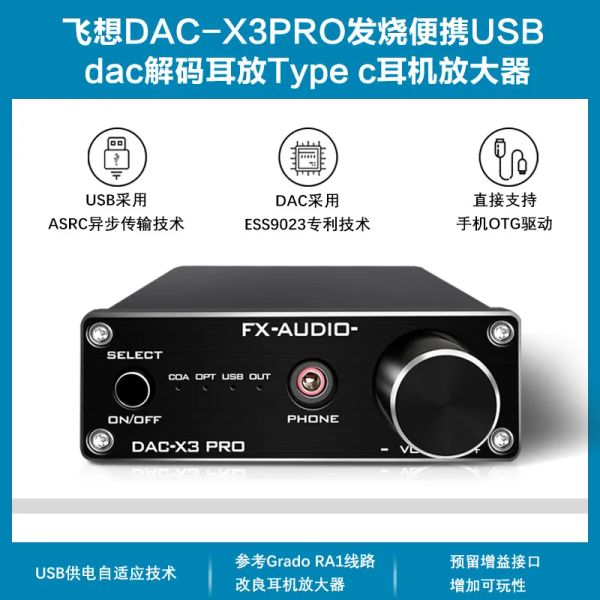 Converter 2020 FXAUDIO DACX3PRO Decodificador de áudio digital ASRC USB+STM32+ES9023+NE5532 INPUT USB/COAXIAL/OPTICO/AUX 24BIT/96KHz DC12V/1A