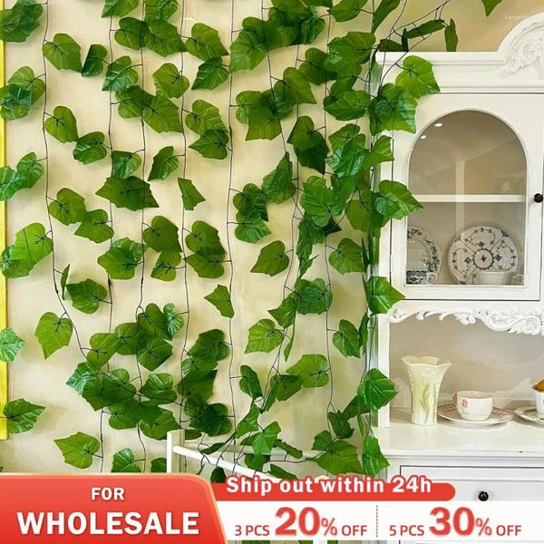 Dekorative Blumen 6pcs/7pcs/9pcs Ivy Simulation Vine Grüne Pflanze Hausdekoration Schatten Streifen Künstlich