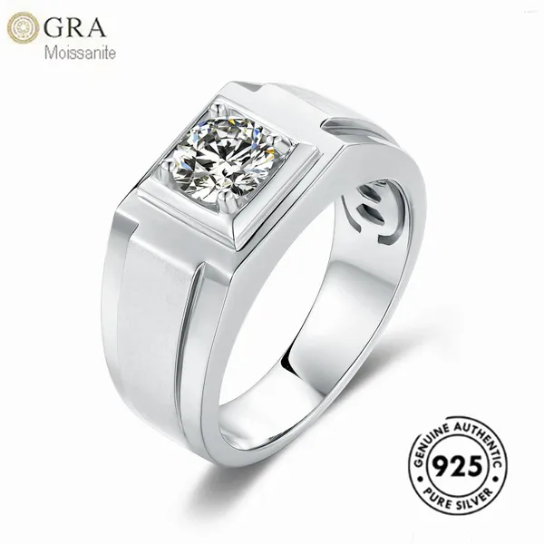 Rings cluster Solid 925 Gioielli in argento per MEM con singola pietra da 1ct Moissanite Diamond Gra Ship Ready