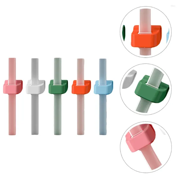 Coppe usa e getta cannucce 5pcs Silicone riutilizzabile per bambini succhiaio con fibbia che beve