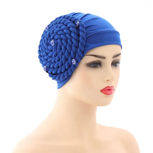 Abbigliamento etnico 2024 trecce alla moda in cofano turbante Arabvo arabo Sciarpa pronta a indossare il cappello hijab Woman musulmano donna torbante interiore mujer