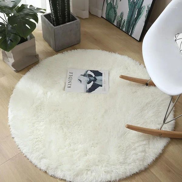 Cobertores tingidos com tie scandinavian quarto de vento redondo carpete de seda cabelos longos e impermeáveis cobertores brancos