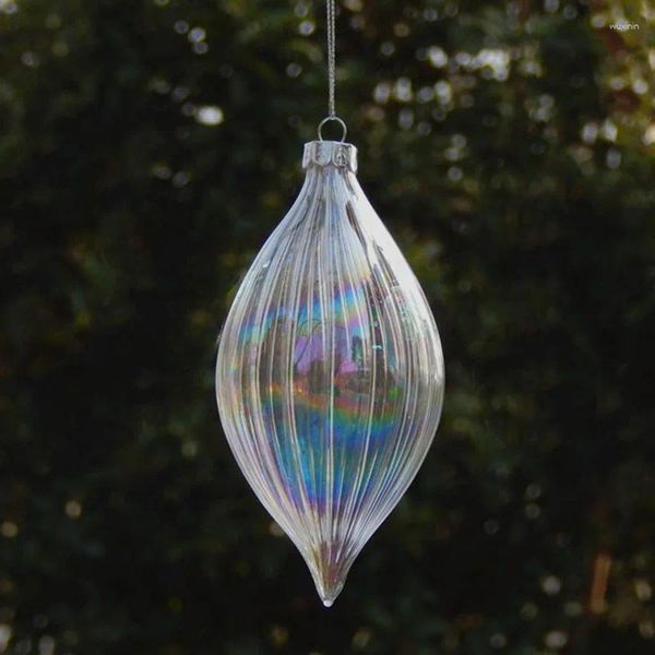 Weihnachtsdekoration 7 13 cm Perle Glanz Streifenkegelform Glas Anhänger Home Dekoration Tag Hängende Ornament Handgemachte Geschenkglaswaren