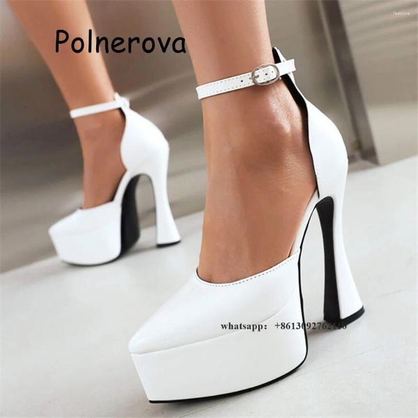 Sandali puntati di punta solida piattaforma da donna scarpe da donna estate strano stile cuoio fustrine globali eleganti tacchi alti