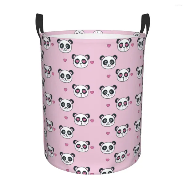 Bolsas de lavanderia de desenho animado fofo panda cesto grande roupa de cesta de armazenamento de roupas de roupas para menino