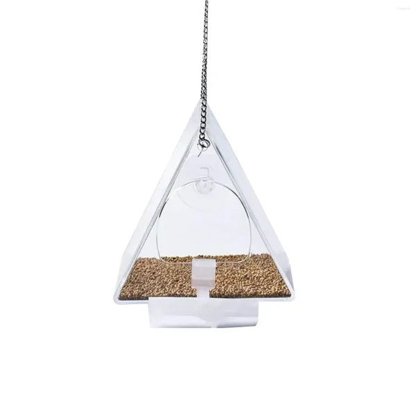 Moldes de cozimento Triângulo transparente alimentador de pássaros Janela externa pendurando o recipiente de alimentos para alimentação com animais de estimação