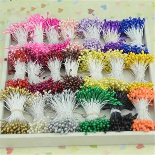 Dekoratif Çiçekler 900 PCS Yapay Çiçek Çift Kafa Dutuş İnci Zanaat Kartları Pastalar Dekor Scrapbooking Çiçek Ev Düğün Partisi