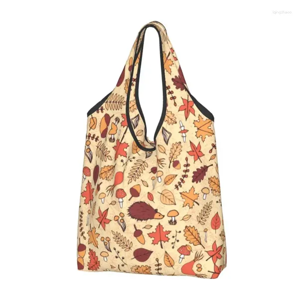 Сумки для хранения Custom Cust Mute Fall Hedgehog Supper Sack Женщины портативные продукты с большими мощностью.