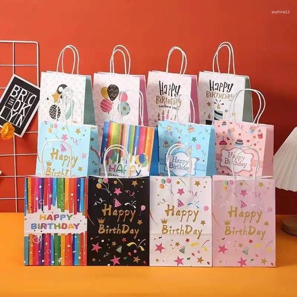 Bolsa de papel de embrulho de presente 4pcs com manuseio de pano de biscoito de doces para amigos crianças sacolas de embalagem