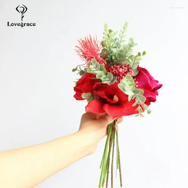 Fiori del matrimonio ROSSO ROSSO ROSSE ROSE ORCHID BOUQUET LAVENDER PERCORSO BRIDAL BUOUCHET