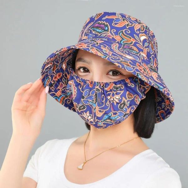 Cappelli larghi brim Dust Mask Cappello da tè per raccogliere secchio con cappuccio con pescatore Proteggi il collo Anti-UV lavoro agricolo all'aperto