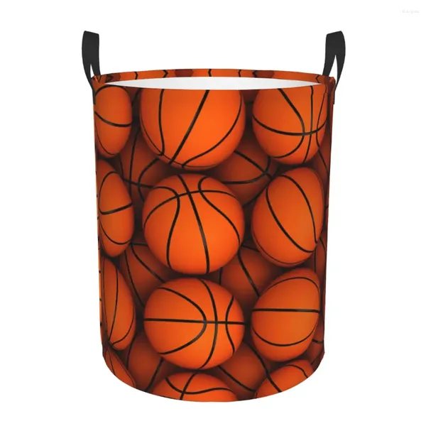 Bolsas de lavanderia Dots de basquete Round Basket Cesto Cultura Física Restre para Bin Baby Toys Storage Bin Bin