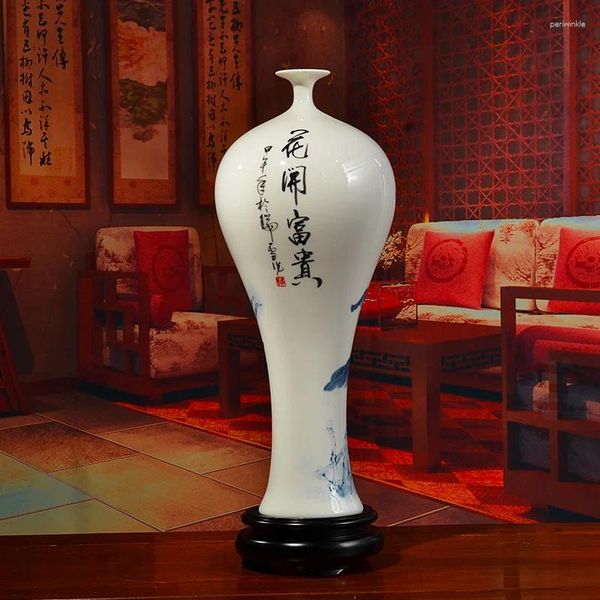 Vasos pintados de vaso pintado à mão Decoração chinesa Sala de estar TV Decorações de prateleira antiga/flores e flores ricas