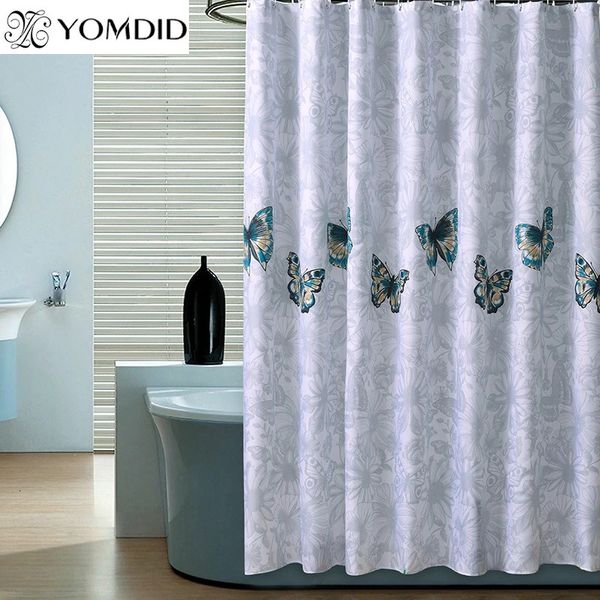 Elegantes Schmetterlingsmuster Duschvorhang Badezimmer Vorhänge mit Haken umweltfreundlich Polyester Stoffvorhang für Home Bath Decor 240320