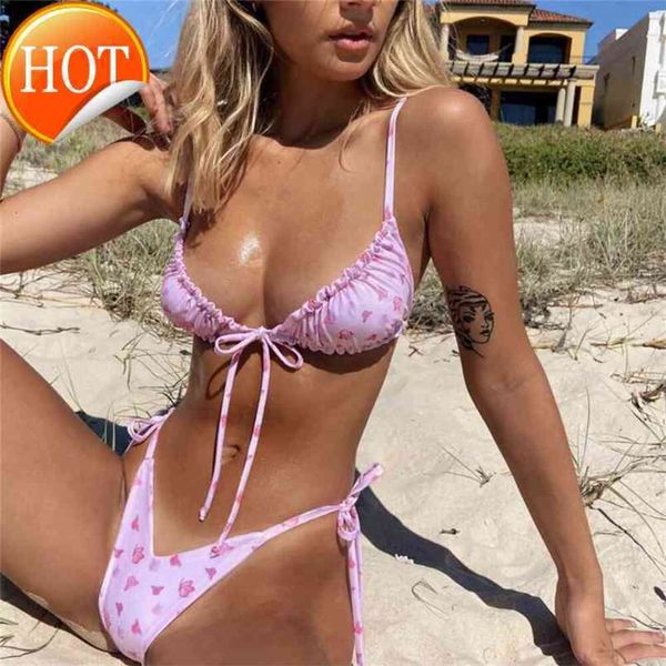 2024 neuer Modedesigner Großhandel Womens Badwear sexy extreme sexy Dreieck Tanga Bikini Mini Micro G String Tinte Hoch geschnittene Badeanzug Frauen Schwimmstrand tragen baden su