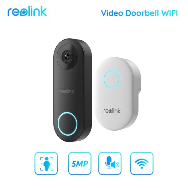 Türklingel Reolink Video Türklingel WiFi Smart 2K 5MP Person Erkennung 24/7 Rekord gebautes Lautsprecher wasserdicht 2,4/5 GHz WiFi Türklingel mit Chime