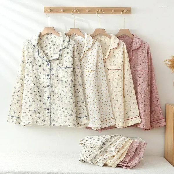 Roupas em casa 2 peças elegantes Pijama Nighty Cotton Ladies Pijamas para vestir roupas de noite de roupas de roupas