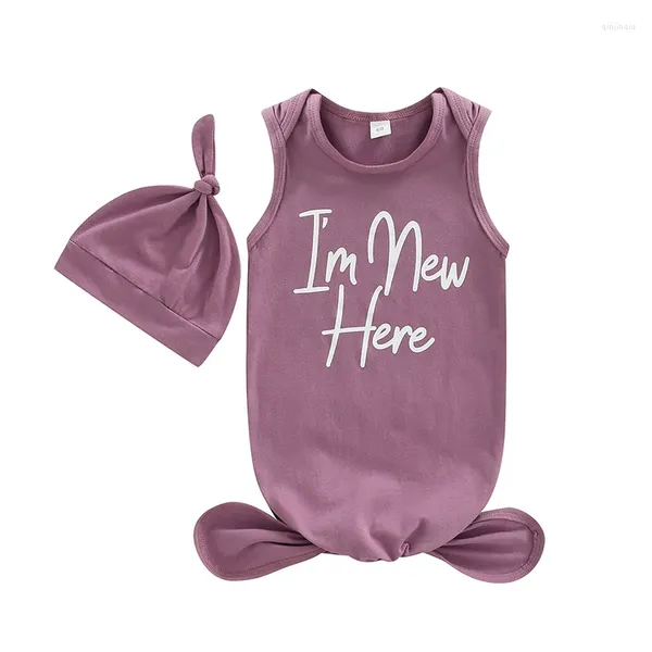 Cobertores meninas meninos saco de dormir saco de dormir infantil letra estampa redonda no pescoço mangas swaddle embrulhar com chapéu