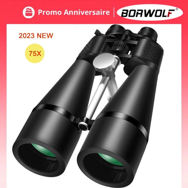 Telescópios 2023 New Borwolf Binoculars 2575x80 Definição Hight Telescópio Militar à prova d'água para assistir a pássaros Esportes de caça a caminhadas