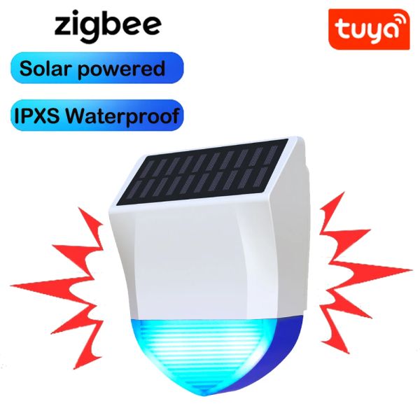 Siren Tuya Smart Zigbee/Wi -Fi Siren Sirage Alarm Водонепроницаемое наружное наружное с солнечным и USB.