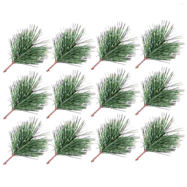 Flores decorativas 24 PCs Plantas de ramificação artificial de pinheiros decoração de ramificação interna Xmas de Natal PVC Loose Picks Spruce para decoração