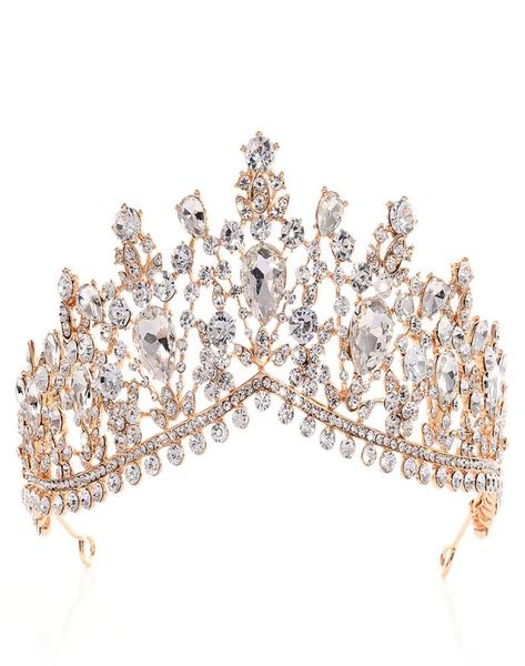 Lüks Rhinestone Tiara Taç Kristal Gelin Saç Aksesuarları Düğün Başlıkları Quinceanera Pageant Prom Kraliçe Tiara Prenses CR5190872