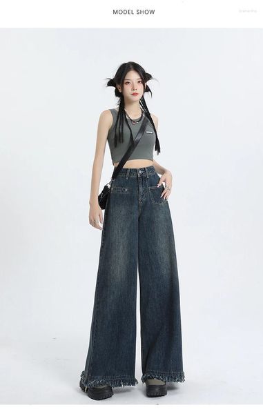 Frauen Jeans Y2K Baggy Vintage Taschen gewaschen Non Strecher Guangdong Baumwollkoranische Kritiken viele Kleider 0906 56 17W Real