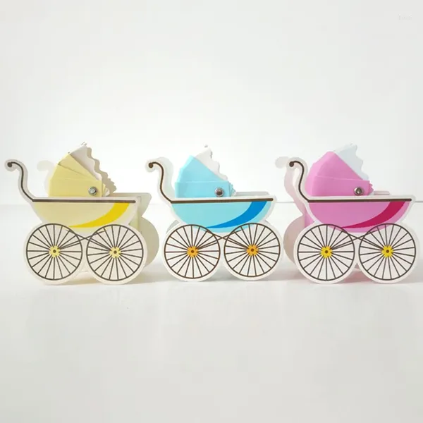 Brocada de presente 10pcs Baby Stroller Design Candy Candy Box personalizada festa de aniversário de carrinho de mão pequenos e fofos enfeites de papel
