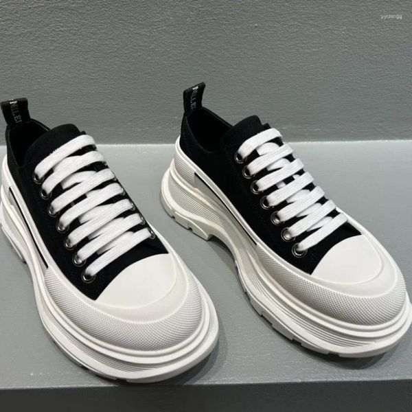Lässige Schuhe Schnürspannung Dicke Sohlen erhöhen Mode komfortable helle daddy schwarz-weiß sporttempfang