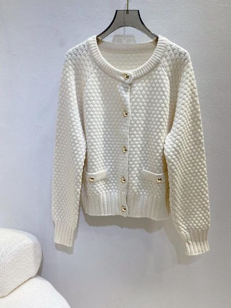 Maglieria femminile autunno e prodotti invernali.Ago ananas Gold Button Cardigan Soft Elastic Texture è molto comodo