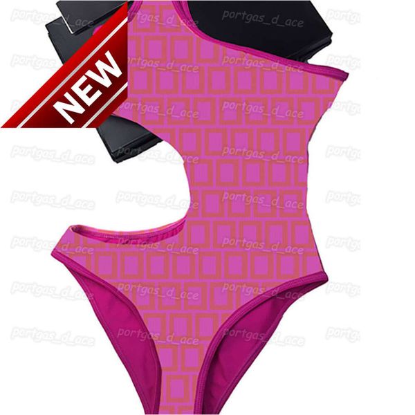 2024 Nuovo stilista di moda set di bikini sexy set a spalla singola a buon mercato femminile sexy taglio da bagno di design da bagno un pezzo imbottito costume da bagno rosa imbottito