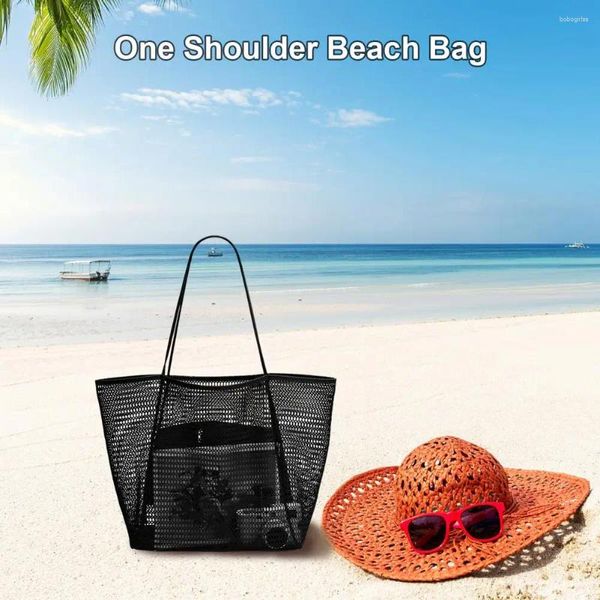 Aufbewahrungsbeutel faltbare schicke Mesh Beach Slings Bag Kee-resistente, feste Farbe täglich Gebrauch