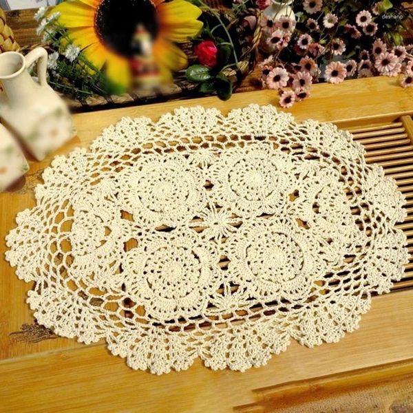 Tavol tabellini ovali placemat Place tappetino vintage all'uncinetto in pizzo di cotone dolielie beige floreale/cucina bianca cucine gadget accessori