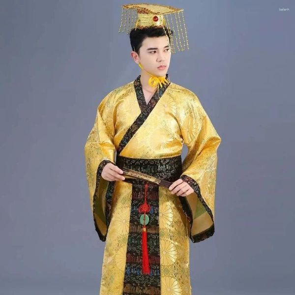 Costumi di abbigliamento etnico Costumi cinesi Hanfu Emperor King Clothes Outfit Ancient Polyester