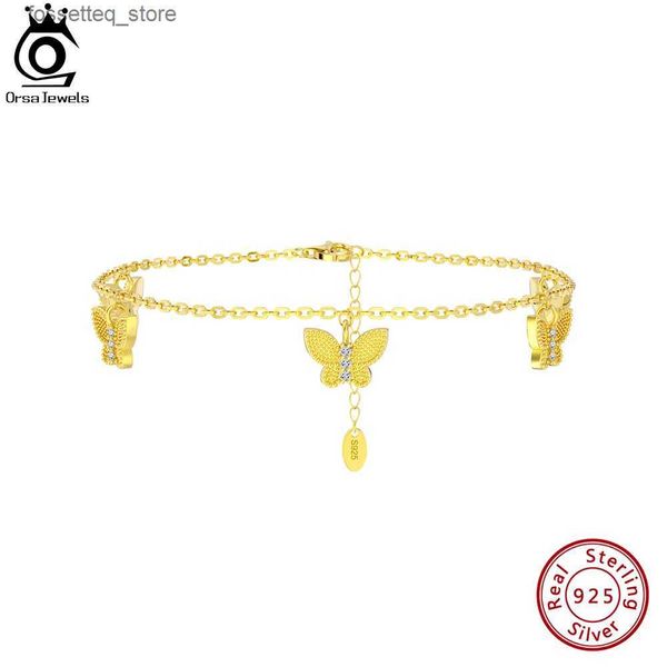 Неклеты Orsa Jewels 14k Gold 925 Серебряная серебряная цепь бабочек.