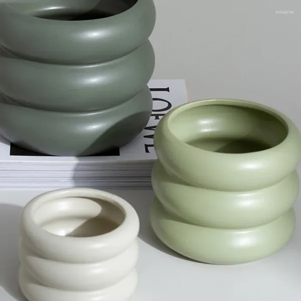 Vasi Nordic Circle Vase Ceramica moderna moderna fiore Pot morandi designer creativo fioriera verde tavolo da tavolo squisito decorazione