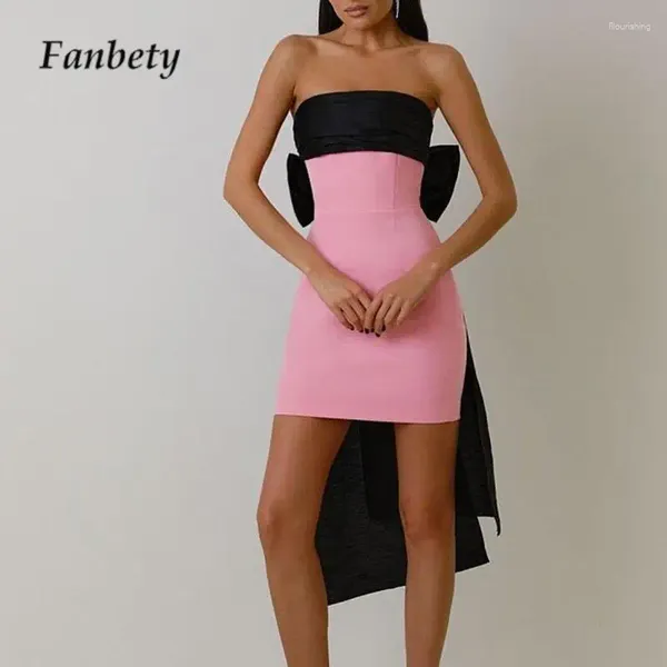 Lässige Kleider y2k Damen hohe Taille A-Line Party Kleid Fashion Chic Kontrast Farbe Big Bow Mini Sexy Tube Top Splicing Bodoncon