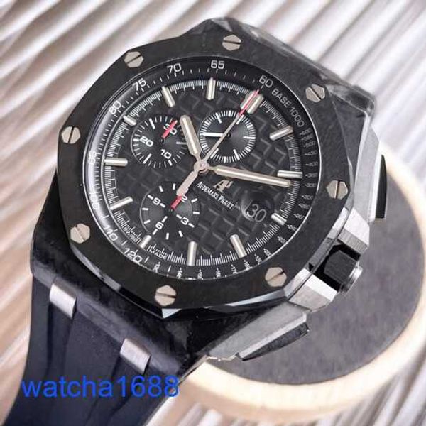 Promi -AP -Handgelenkwache Herren Royal Oak Offshore 26400AU Automatische mechanische Präzision Stahl Datum Second Hand Watch 42 mm schwarzer Pandaplatte