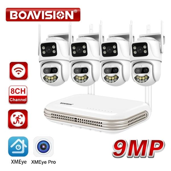 Sistema HD 9MP 8x zoom ottico zoom a tre lenti wifi ptz telecamera di sicurezza impermeabile 8ch mini wifi nvr h.265 Sistema di videosorveglianza wireless