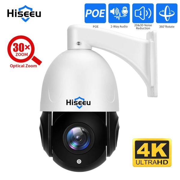 Câmeras ptz 5mp 8mp 4k 30x Zoom óptico IP Poe Security Surveillance Câmera CCTV 2way Record Outdoor Night Vision