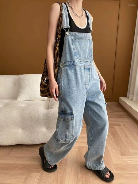 Frauen Jeans Retro und moderne amerikanische Arbeitskleidung Design Sinn Lose dünne Denim-Leithosen mit weitem Bein