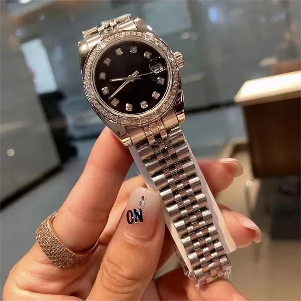 2024 Roliss New Designer Watch Orologio di alta qualità per le donne in acciaio inossidabile inossidabile inossidabile maschile e femminile Diamond Anello Diamond Diamond Luxury Versi