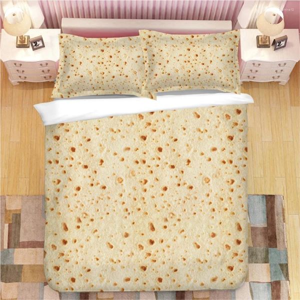Set di biancheria da letto pancakes pizza patatine 3d set copripiumini cover cuscinetti da letto con pioggia
