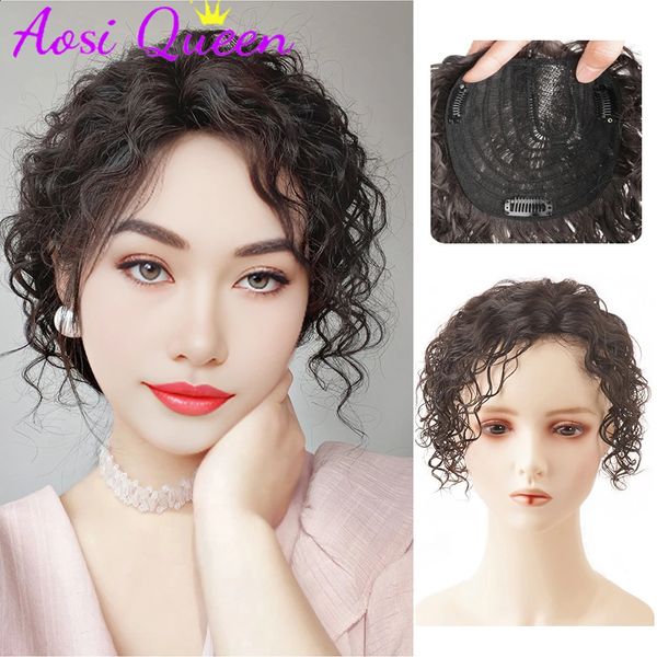 Aosi Wig Piece Женский стиль средний сплит короткие вьющиеся волосы натуральные пушистая кукурузная шерсть шерсть парик 240403