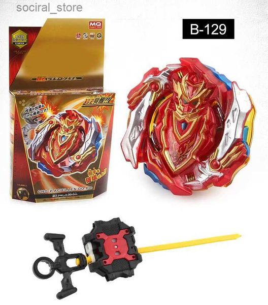 Spinning Top Burst Fafnir B-129 Cho-Z Aquiles.Ó meu Deus.DM B129 Giroscópio de primeira linha com o brinquedo do lançador Childrens L240402