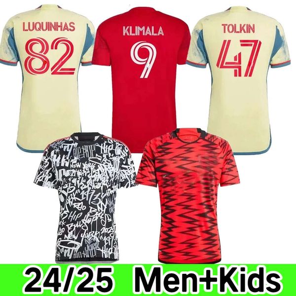 New York 2024 2025 Maglie di calcio rosse Burke Luquinhas Vanzeir Amaya Nealis Tolkin Morgan 24 25 MLS Football Men Kids Shirt