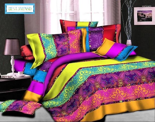 Conjuntos de cama. Wensd Stripe 3d Pink Flower Beddings e Cama Conjunto de Têxteis da Casa Inclua Linen Duvet Tampa de Pounhas de Pounhas de Bedia