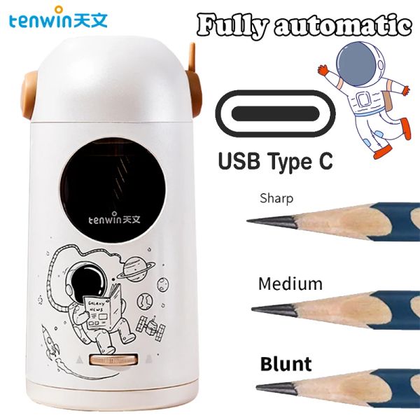 Sharpners Tenwin estudantes papelaria papelaria lápis Automático Tipsec Astronaut Sharpner Electric Lápis School Bice Stationery