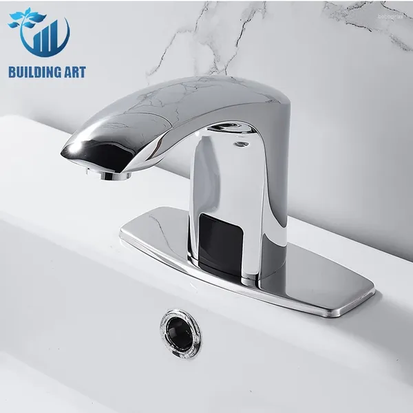 Banyo Lavabo muslukları Siyah Otomatik Sensör Havzası Musluk Su Karıştırıcı Touch Dokunmasız Kızılötesi Akıllı Musluklar