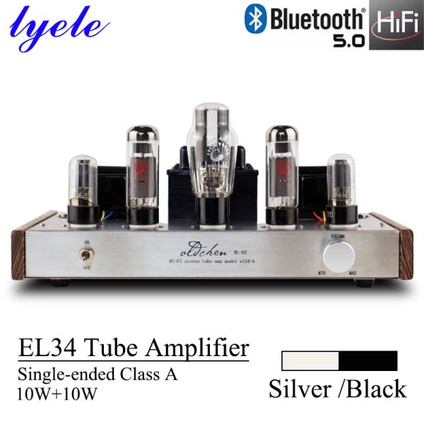 Amplificador Oldchen EL34 O amplificador de tubo a vácuo Classe A HiFi Sound amplificador de alta potência 10W Home Theater Bluetooth 5.0 High End Home AMP